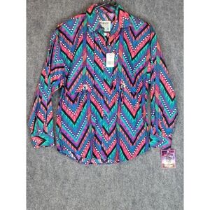 Vintage Wrangler Tscitah Western Shirt Chevron Print Colorful‎ Women Size M Work